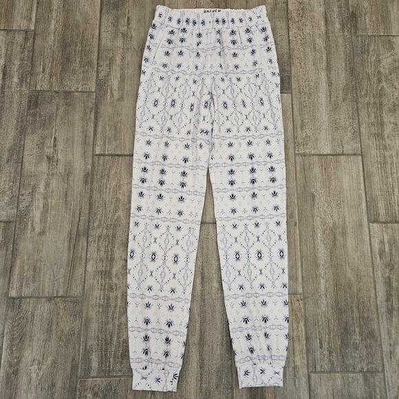 Wolven Alpine Printed Jogger Pants Womens M White Eco-Modal Lounge Athleisure - Picture 1 of 9
